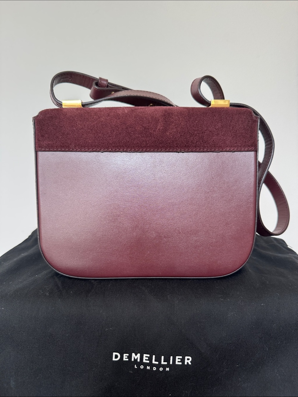 DeMellier Wine Burgundy Suede The Vancuver Crossbody with Gold Hardware - Picture 2 of 10